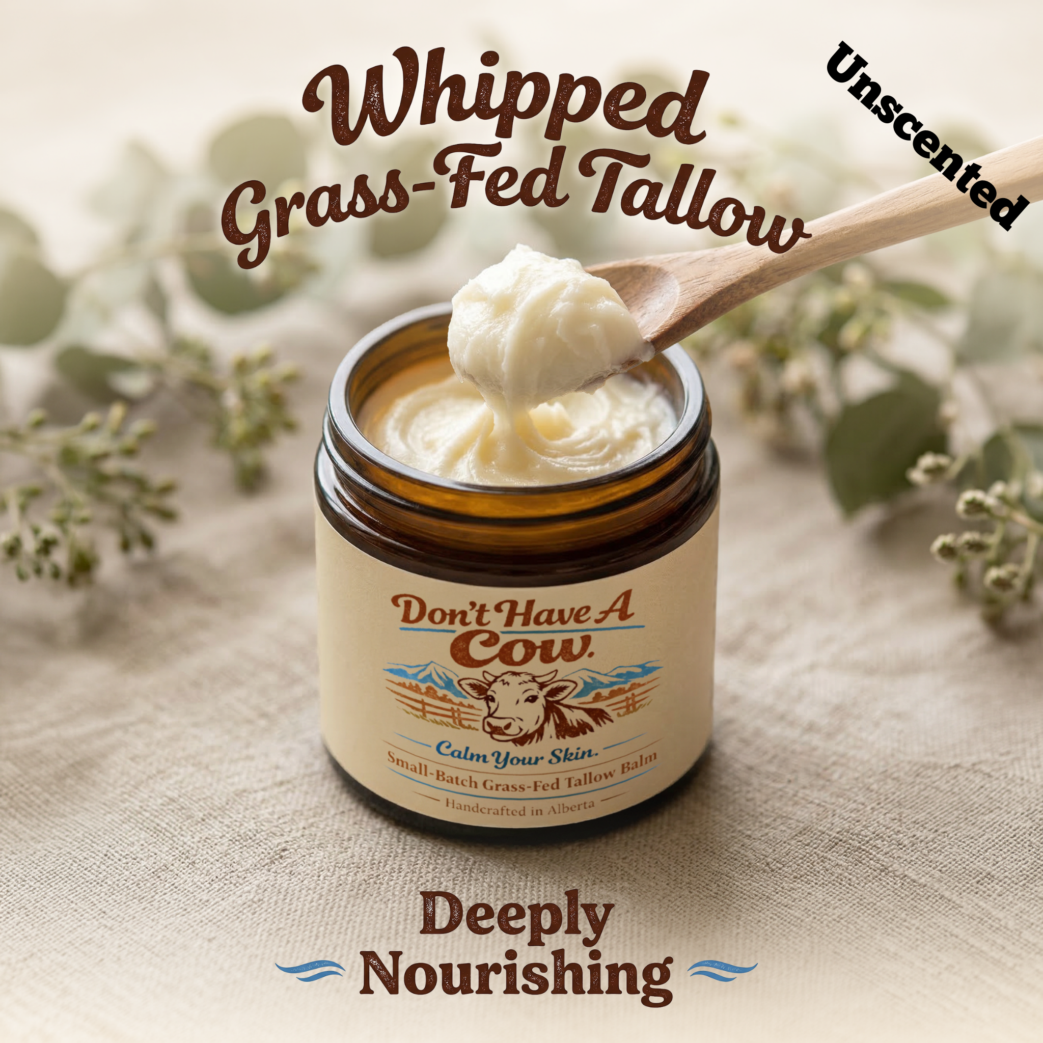 Unscented-Don't Have A Cow Tallow FACE AND BODY Balm -118mL/4oz Natural Skin Moisturizer (Copy)