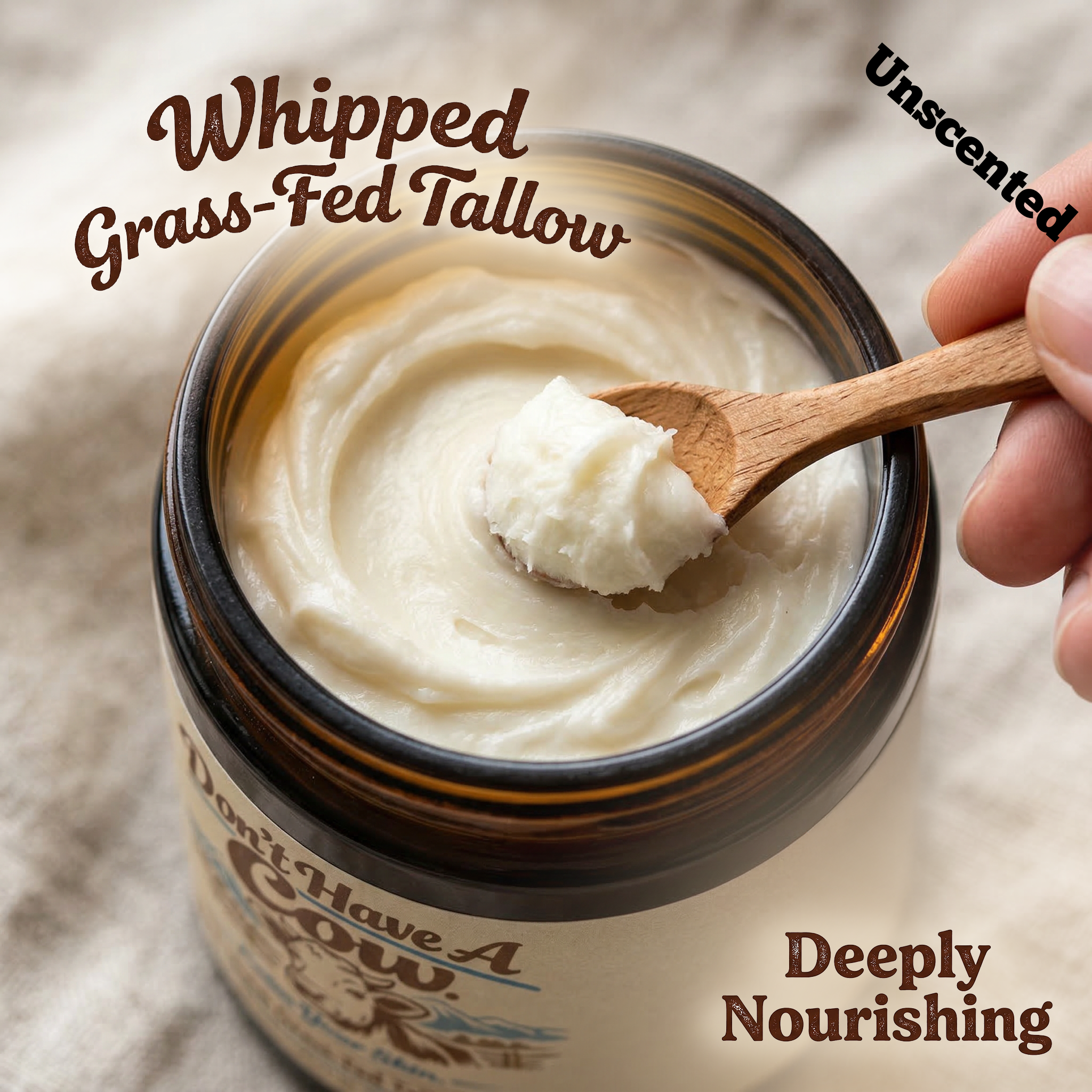 Unscented-Don't Have A Cow Tallow FACE AND BODY Balm -118mL/4oz Natural Skin Moisturizer