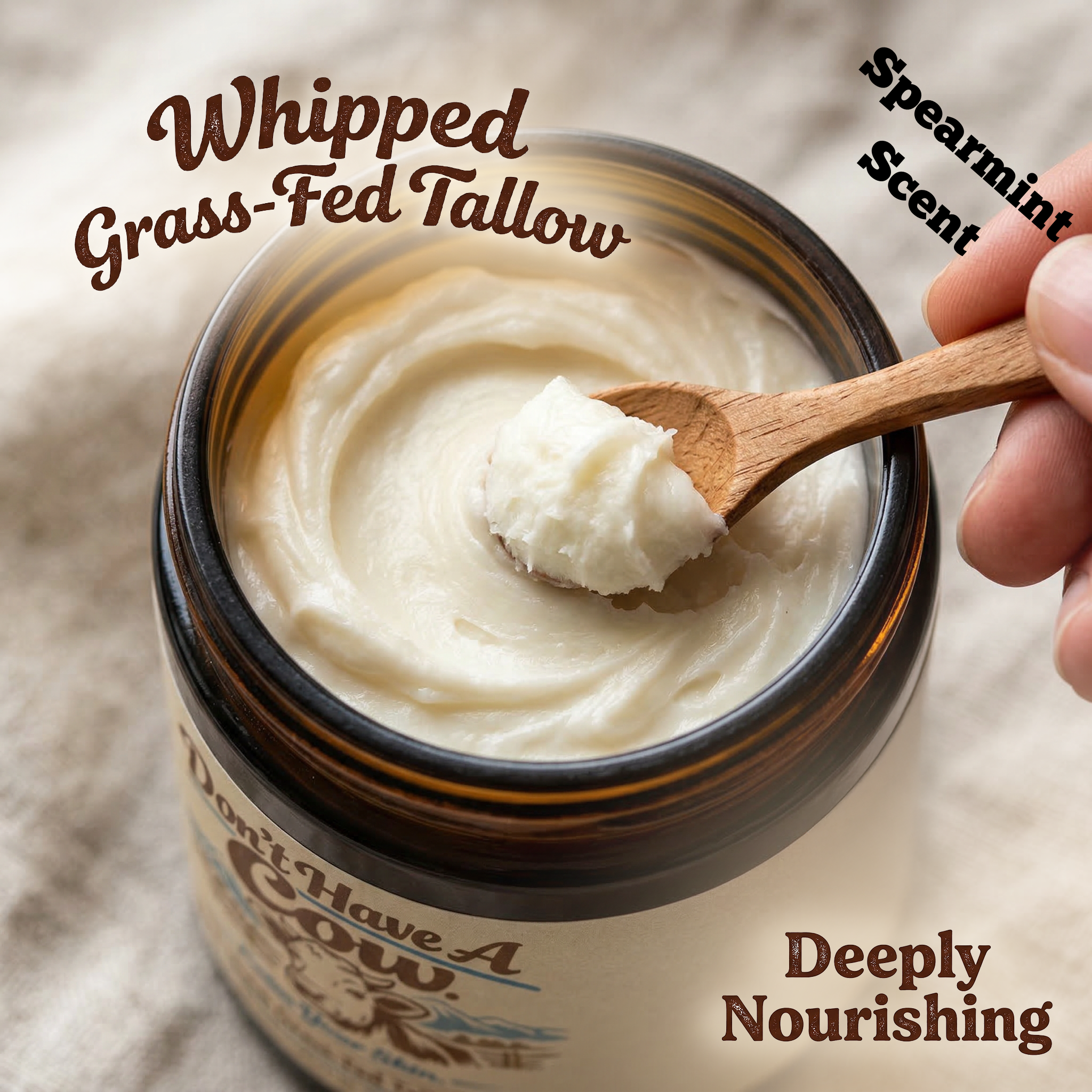 Spearmint Scented-Don't Have A Cow Tallow FACE AND BODY Balm -118mL/4oz Natural Skin Moisturizer