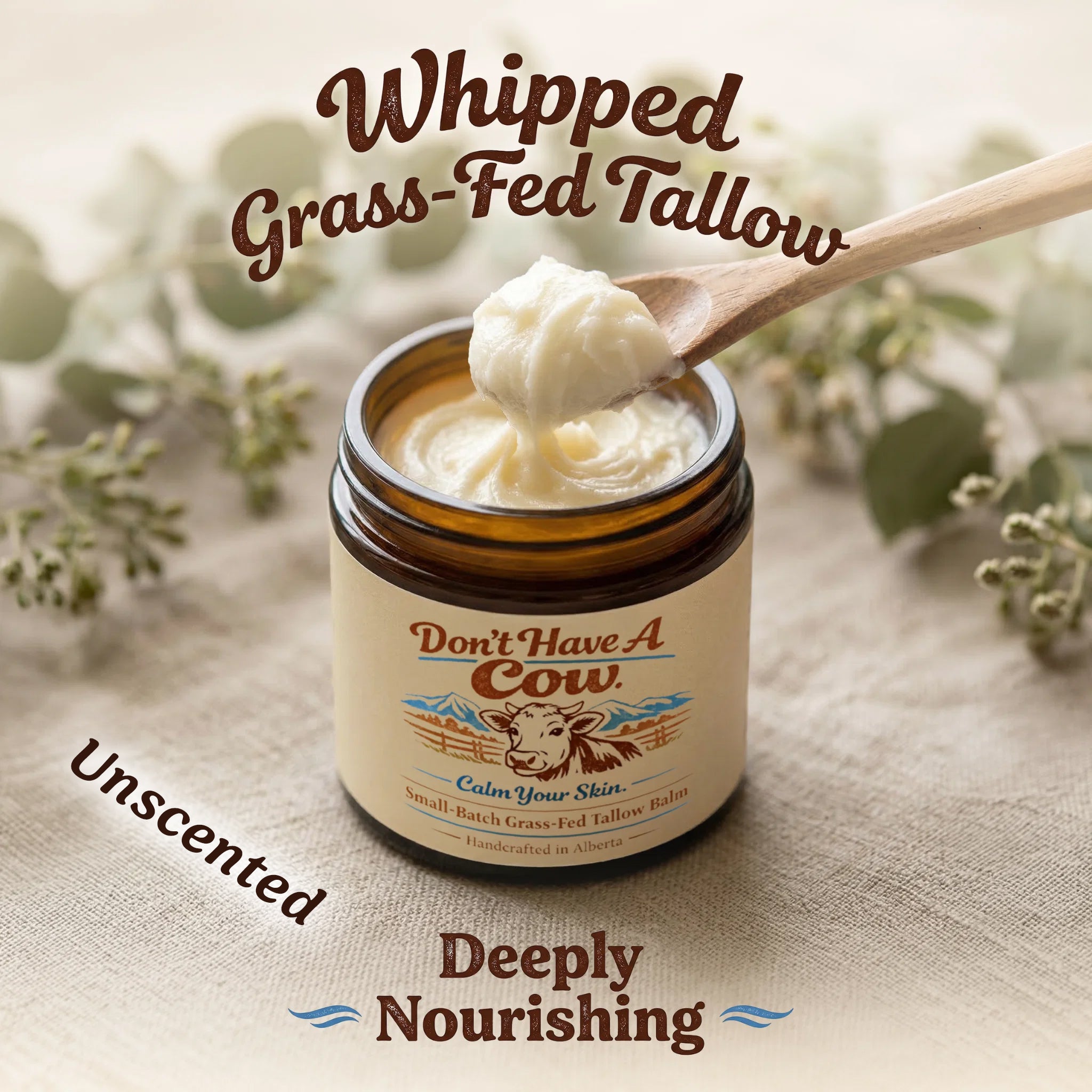 Unscented-Don't Have A Cow Tallow FACE AND BODY Balm -118mL/4oz Natural Skin Moisturizer